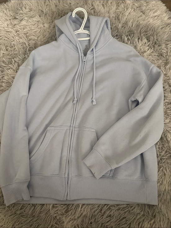 Sweaters - Light Blue Zip-Up Hoodie Sweatshirt